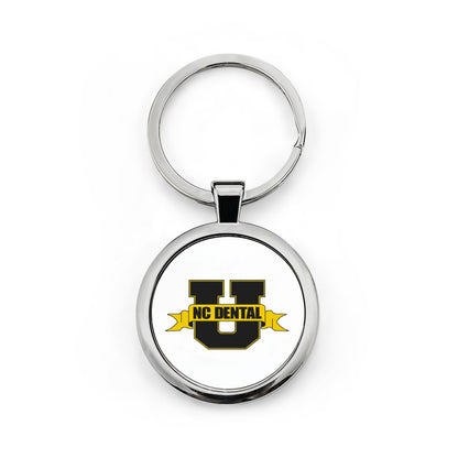 NC Dental U Round Stainless Steel Keychain — School Logo Keyring, Graduation & Alumni Gift