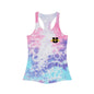Light Blue Tie-Dye Racerback Tank Top with Small University 'U' Logo — Summer Casual Activewear